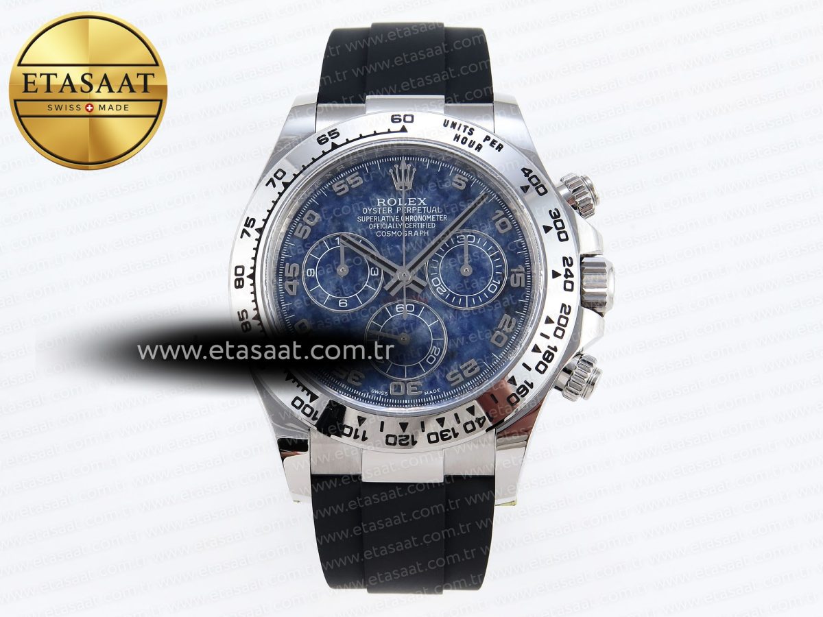 Daytona 116509 Clean 1:1 Best Edition 904L SS Case Blue Chalcedony Dial on Oysterflex Rubber Strap A4130 - Görsel 3