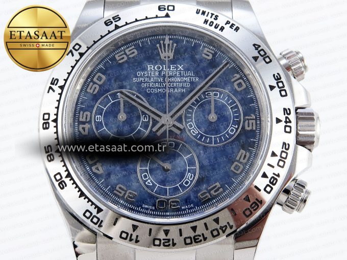 Daytona 116509 Clean 1:1 Best Edition 904L SS Case Blue Chalcedony Dial on Oysterflex Rubber Strap A4130 - Görsel 4