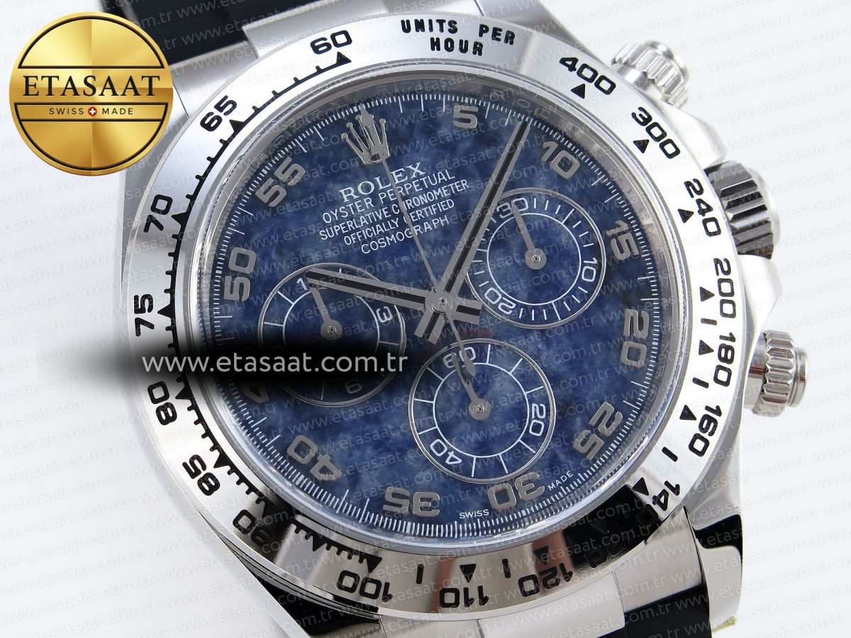 Daytona 116509 Clean 1:1 Best Edition 904L SS Case Blue Chalcedony Dial on Oysterflex Rubber Strap A4130 - Görsel 5