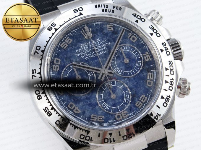Daytona 116509 Clean 1:1 Best Edition 904L SS Case Blue Chalcedony Dial on Oysterflex Rubber Strap A4130 - Görsel 5