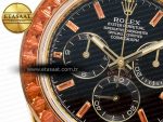 Daytona 116518 YG Orange Crystal Bezel N6F Best Edition Black Dial on Oysterflex Strap SA4130 - Görsel 10