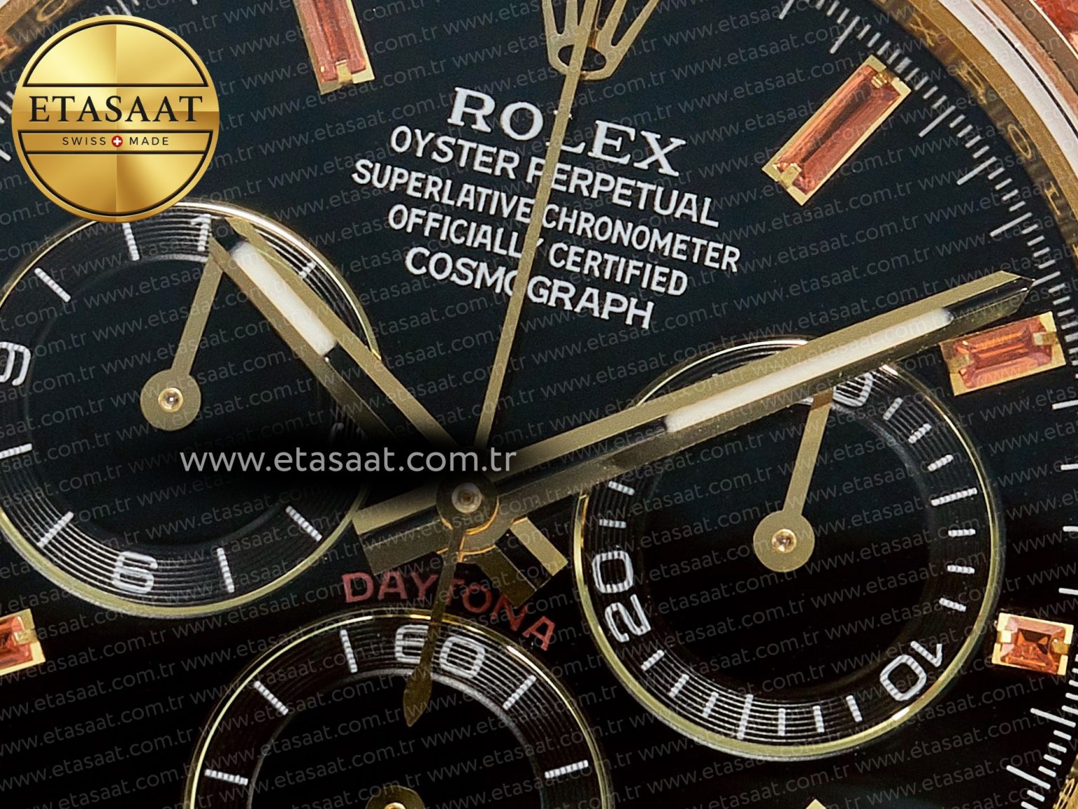 Daytona 116518 YG Orange Crystal Bezel N6F Best Edition Black Dial on Oysterflex Strap SA4130 - Görsel 11