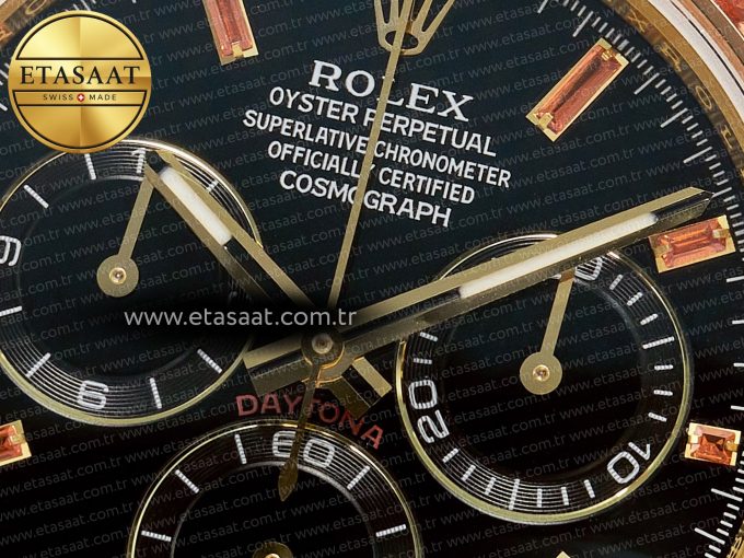 Daytona 116518 YG Orange Crystal Bezel N6F Best Edition Black Dial on Oysterflex Strap SA4130 - Görsel 11