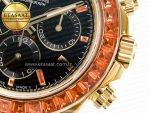 Daytona 116518 YG Orange Crystal Bezel N6F Best Edition Black Dial on Oysterflex Strap SA4130 - Görsel 12