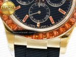 Daytona 116518 YG Orange Crystal Bezel N6F Best Edition Black Dial on Oysterflex Strap SA4130 - Görsel 13