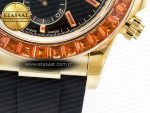 Daytona 116518 YG Orange Crystal Bezel N6F Best Edition Black Dial on Oysterflex Strap SA4130 - Görsel 14