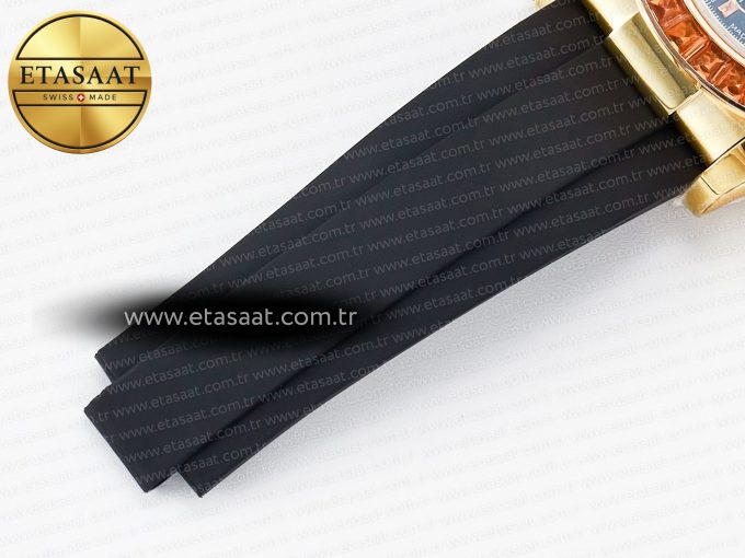 Daytona 116518 YG Orange Crystal Bezel N6F Best Edition Black Dial on Oysterflex Strap SA4130 - Görsel 26