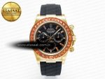 Daytona 116518 YG Orange Crystal Bezel N6F Best Edition Black Dial on Oysterflex Strap SA4130 - Görsel 3