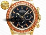 Daytona 116518 YG Orange Crystal Bezel N6F Best Edition Black Dial on Oysterflex Strap SA4130 - Görsel 4