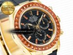 Daytona 116518 YG Orange Crystal Bezel N6F Best Edition Black Dial on Oysterflex Strap SA4130 - Görsel 5