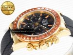 Daytona 116518 YG Orange Crystal Bezel N6F Best Edition Black Dial on Oysterflex Strap SA4130 - Görsel 6