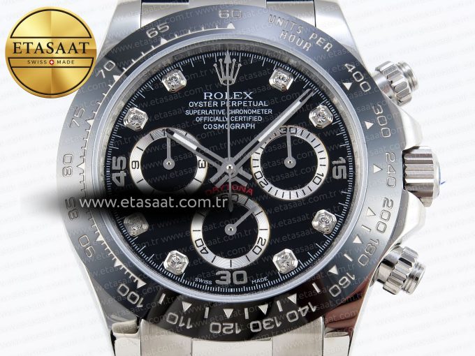 Daytona 116519 SS OMF Best Edition Black Diamonds Dial on Oysterflex Strap A7750 (Slim Movement) - Görsel 4