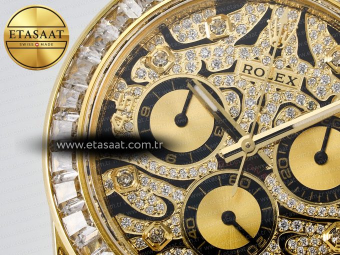 Daytona 116588 TBR “Eye of the Tiger” Clean 1:1 Best Edition 904L YG Black Diamonds Dial on Black Rubber Strap SA4130 - Görsel 10