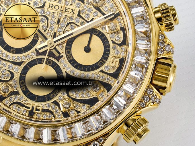 Daytona 116588 TBR “Eye of the Tiger” Clean 1:1 Best Edition 904L YG Black Diamonds Dial on Black Rubber Strap SA4130 - Görsel 12