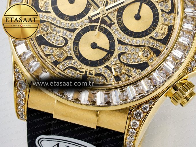 Daytona 116588 TBR “Eye of the Tiger” Clean 1:1 Best Edition 904L YG Black Diamonds Dial on Black Rubber Strap SA4130 - Görsel 13