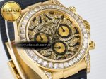Daytona 116588 TBR “Eye of the Tiger” Clean 1:1 Best Edition 904L YG Black Diamonds Dial on Black Rubber Strap SA4130 - Görsel 5