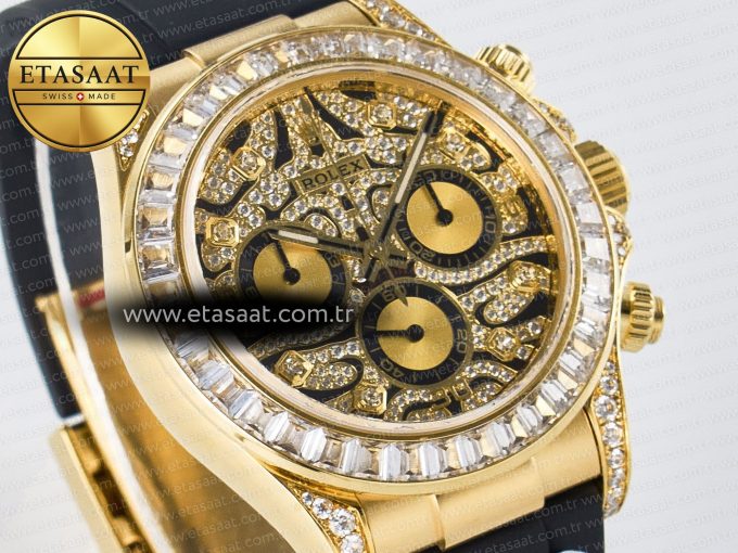 Daytona 116588 TBR “Eye of the Tiger” Clean 1:1 Best Edition 904L YG Black Diamonds Dial on Black Rubber Strap SA4130 - Görsel 5