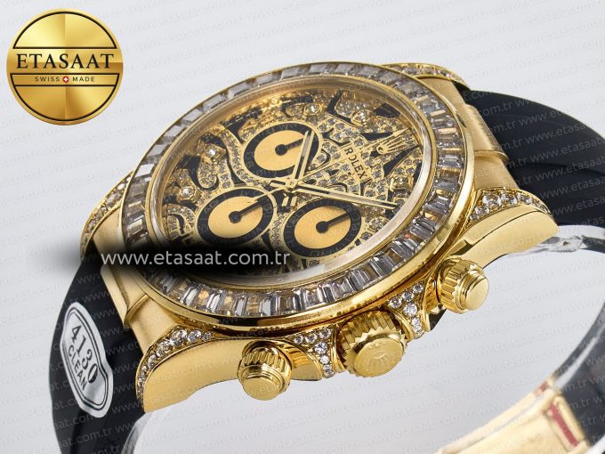 Daytona 116588 TBR “Eye of the Tiger” Clean 1:1 Best Edition 904L YG Black Diamonds Dial on Black Rubber Strap SA4130 - Görsel 6
