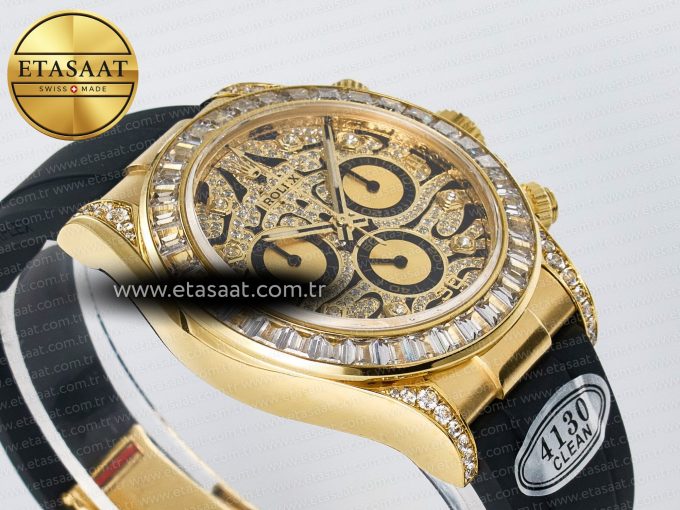 Daytona 116588 TBR “Eye of the Tiger” Clean 1:1 Best Edition 904L YG Black Diamonds Dial on Black Rubber Strap SA4130 - Görsel 7