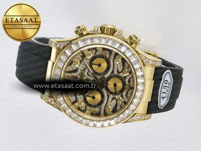Daytona 116588 TBR “Eye of the Tiger” Clean 1:1 Best Edition 904L YG Black Diamonds Dial on Black Rubber Strap SA4130 - Görsel 9