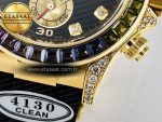 Daytona 116589 RBOW Clean YG 1:1 Best Edition 904L Rainbow Black Diamonds Dial on Black Rubber Strap SA4130 - Görsel 14