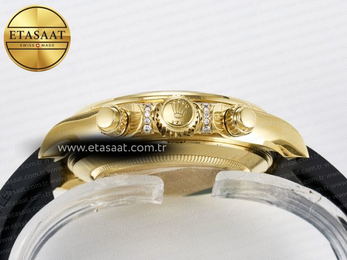 Daytona 116589 RBOW Clean YG 1:1 Best Edition 904L Rainbow Black Diamonds Dial on Black Rubber Strap SA4130 - Görsel 16