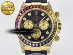 Daytona 116589 RBOW Clean YG 1:1 Best Edition 904L Rainbow Black Diamonds Dial on Black Rubber Strap SA4130 - Görsel 4