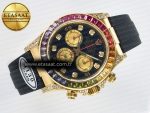 Daytona 116589 RBOW Clean YG 1:1 Best Edition 904L Rainbow Black Diamonds Dial on Black Rubber Strap SA4130 - Görsel 8