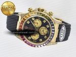 Daytona 116589 RBOW Clean YG 1:1 Best Edition 904L Rainbow Black Diamonds Dial on Black Rubber Strap SA4130 - Görsel 9