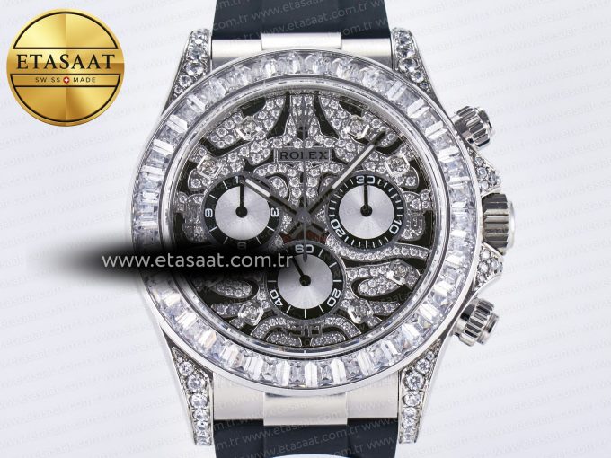 Daytona 116589 TBR “Eye of the Tiger” Clean 1:1 Best Edition 904L SS Black Diamonds Dial on Black Rubber Strap SA4130 - Görsel 4