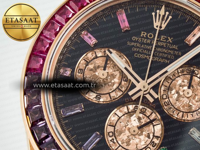 Daytona 116595 RBOW Clean RG 1:1 Best Edition 904L Rainbow Black Diamonds Dial on Black Rubber Strap SA4130 - Görsel 10
