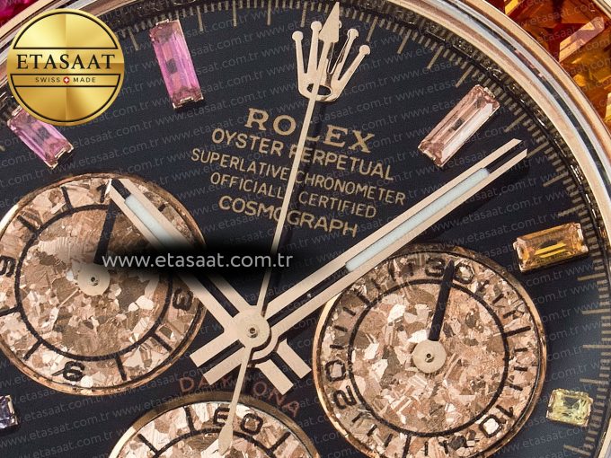 Daytona 116595 RBOW Clean RG 1:1 Best Edition 904L Rainbow Black Diamonds Dial on Black Rubber Strap SA4130 - Görsel 11