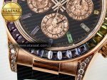 Daytona 116595 RBOW Clean RG 1:1 Best Edition 904L Rainbow Black Diamonds Dial on Black Rubber Strap SA4130 - Görsel 13