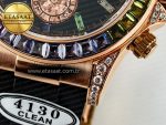 Daytona 116595 RBOW Clean RG 1:1 Best Edition 904L Rainbow Black Diamonds Dial on Black Rubber Strap SA4130 - Görsel 14