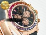 Daytona 116595 RBOW Clean RG 1:1 Best Edition 904L Rainbow Black Diamonds Dial on Black Rubber Strap SA4130 - Görsel 5