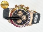 Daytona 116595 RBOW Clean RG 1:1 Best Edition 904L Rainbow Black Diamonds Dial on Black Rubber Strap SA4130 - Görsel 9