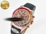 Daytona 116595 RBOW Clean RG 1:1 Best Edition 904L Rainbow Diamonds Dial on Black Rubber Strap SA4130 - Görsel 2