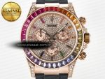 Daytona 116595 RBOW Clean RG 1:1 Best Edition 904L Rainbow Diamonds Dial on Black Rubber Strap SA4130 - Görsel 4
