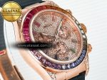 Daytona 116595 RBOW Clean RG 1:1 Best Edition 904L Rainbow Diamonds Dial on Black Rubber Strap SA4130 - Görsel 5