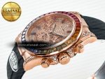 Daytona 116595 RBOW Clean RG 1:1 Best Edition 904L Rainbow Diamonds Dial on Black Rubber Strap SA4130 - Görsel 6