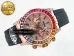 Daytona 116595 RBOW Clean RG 1:1 Best Edition 904L Rainbow Diamonds Dial on Black Rubber Strap SA4130 - Görsel 8