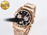 Daytona 126505 QF 1:1 Best Edition Black/RG Diamonds Dial on RG Braclet SH4131 V5 (48 Hours Power Reserve)