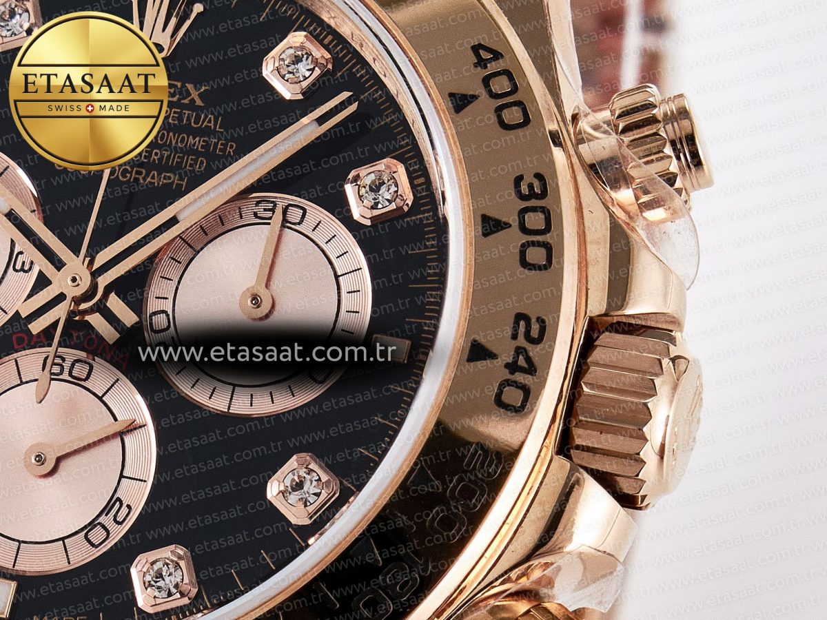 Daytona 126505 QF 1:1 Best Edition Black/RG Diamonds Dial on RG Braclet SH4131 V5 (48 Hours Power Reserve) - Görsel 11