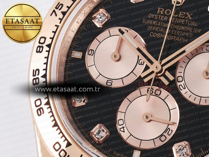 Daytona 126505 QF 1:1 Best Edition Black/RG Diamonds Dial on RG Braclet SH4131 V5 (48 Hours Power Reserve) - Görsel 12