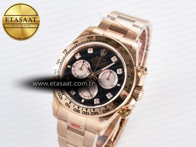 Daytona 126505 QF 1:1 Best Edition Black/RG Diamonds Dial on RG Braclet SH4131 V5 (48 Hours Power Reserve) - Görsel 2