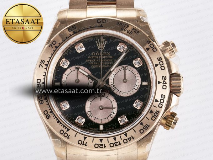 Daytona 126505 QF 1:1 Best Edition Black/RG Diamonds Dial on RG Braclet SH4131 V5 (48 Hours Power Reserve) - Görsel 5
