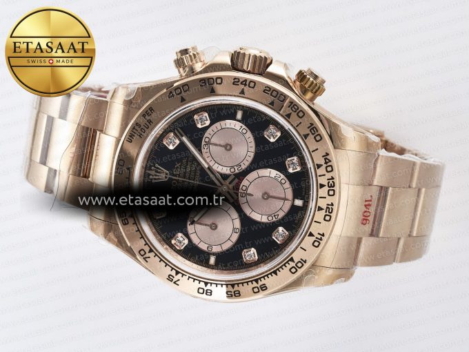 Daytona 126505 QF 1:1 Best Edition Black/RG Diamonds Dial on RG Braclet SH4131 V5 (48 Hours Power Reserve) - Görsel 9