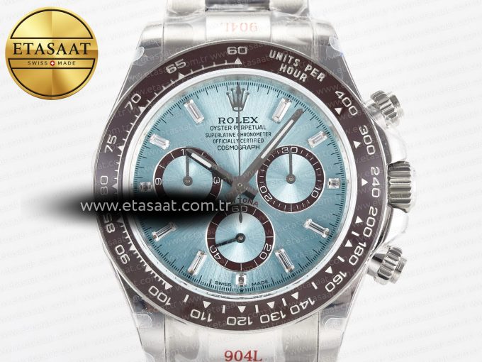 Daytona 126506 QF 1:1 Best Edition Ice Blue Crystal Dial on SS Bracelet Strap SH4131 V5 (48 Hours Power Reserve) - Görsel 4