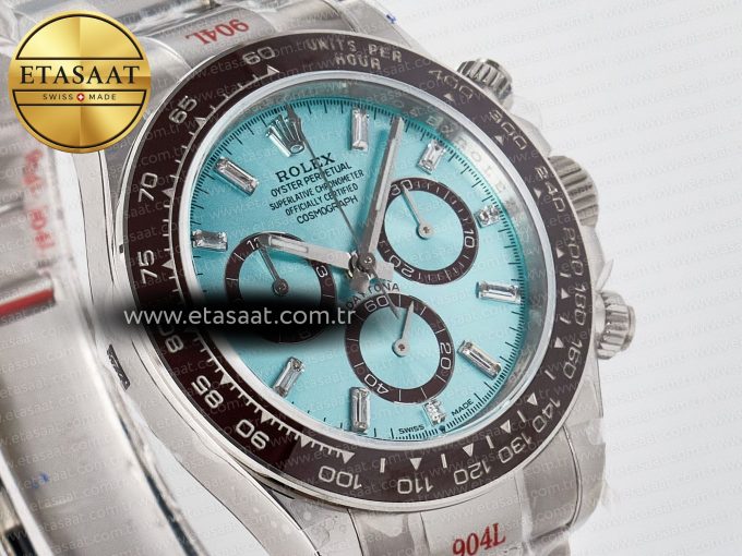 Daytona 126506 QF 1:1 Best Edition Ice Blue Crystal Dial on SS Bracelet Strap SH4131 V5 (48 Hours Power Reserve) - Görsel 5