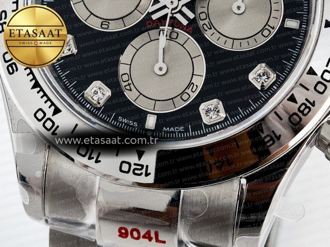 Daytona 126509 QF 1:1 Best Edition Black/Silver Diamonds Dial on SS Braclet SH4131 V5 (48 Hours Power Reserve) - Görsel 13